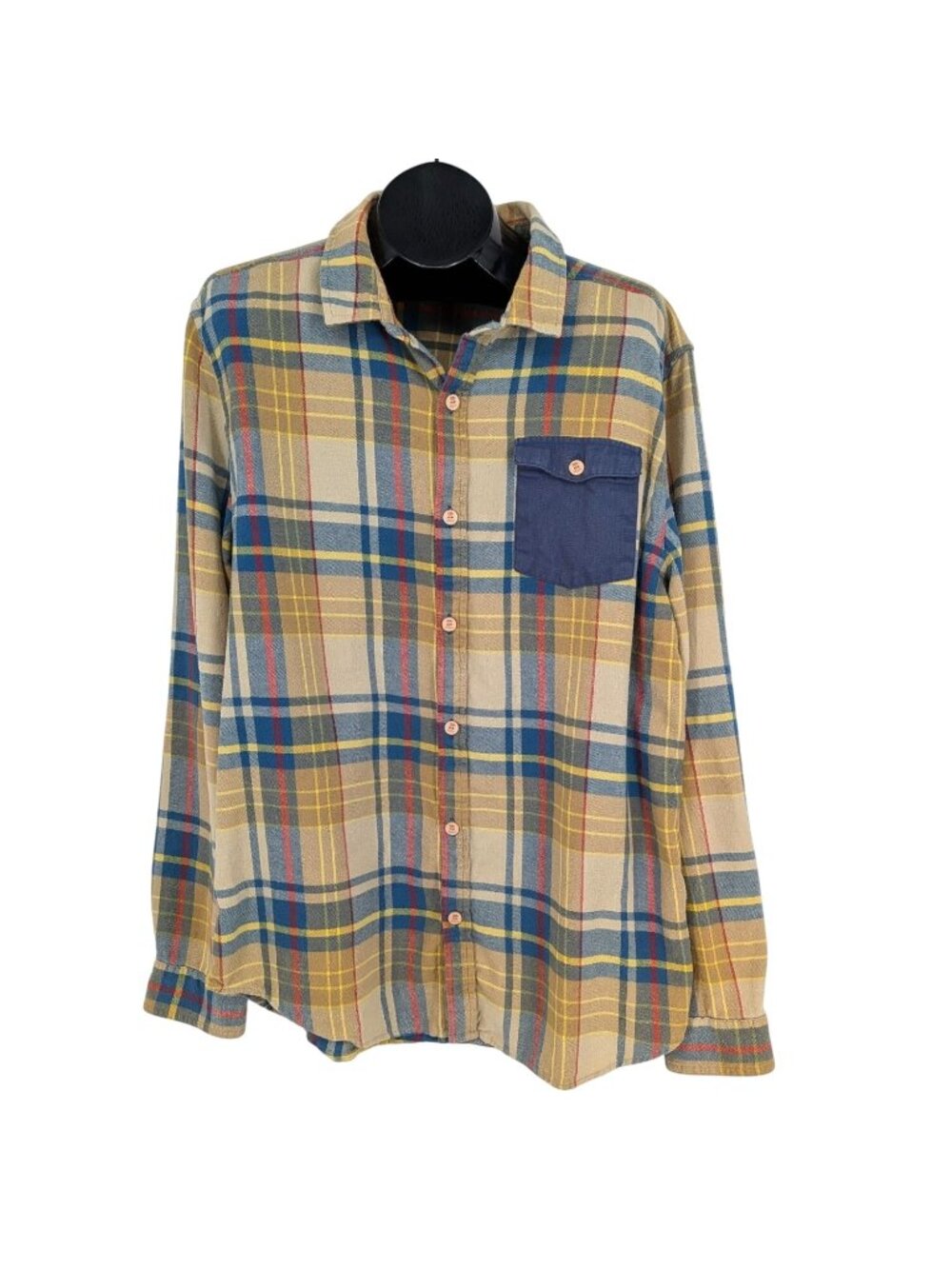 Rusty Tartan Plaid Flannel Shirt Button Front Contrast‎ Pocket Skate Work XLarge